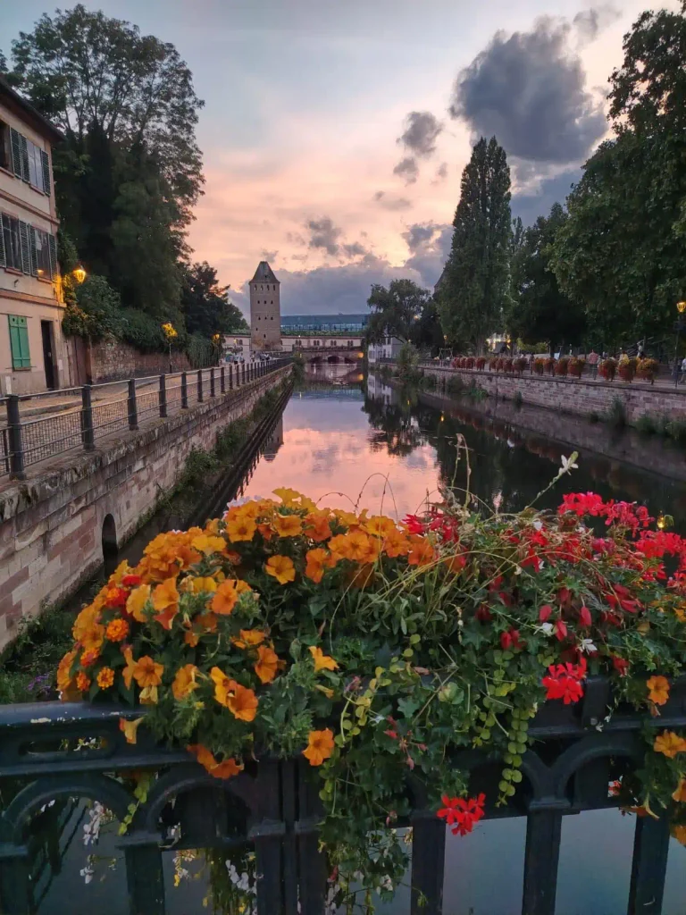 Coucher du soleil à la Petite France à Strasbourg