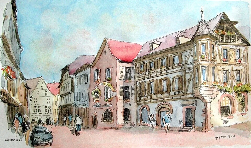 Croquis du centre historique de Kaysersberg
